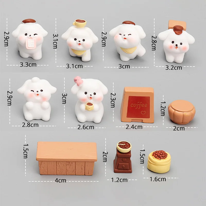 6-11 шт. семейная фигурка белой собаки с героями мультфильмов домашний сад бонсай