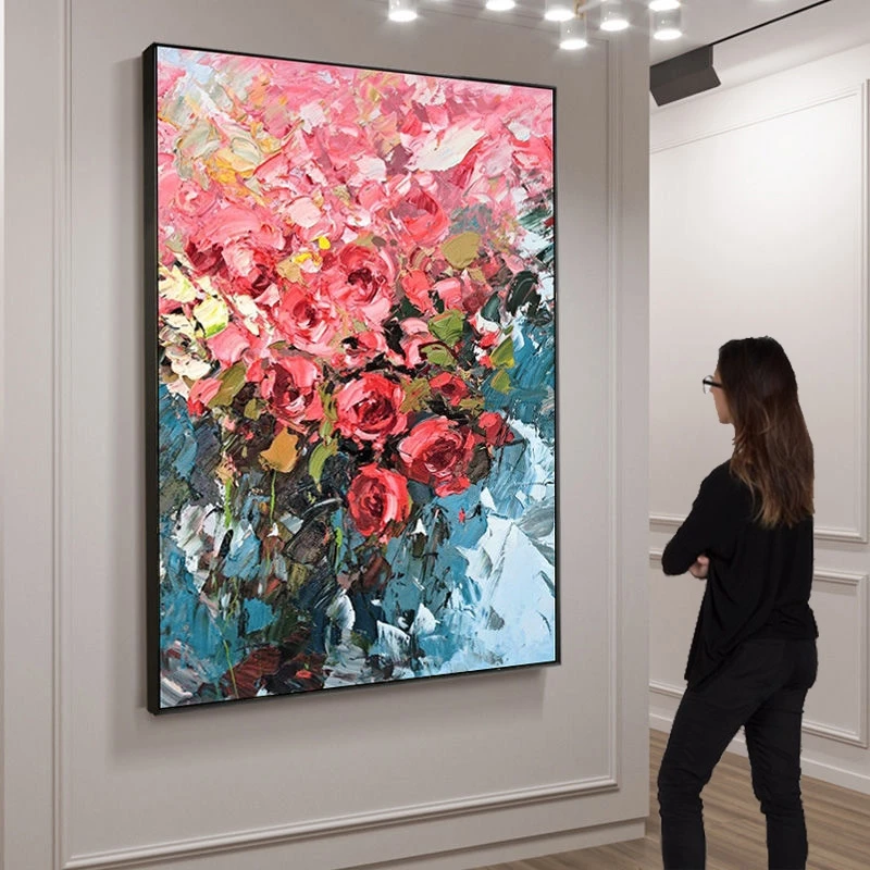 Современная абстрактная картина с розами на холсте водостойкая чернильная