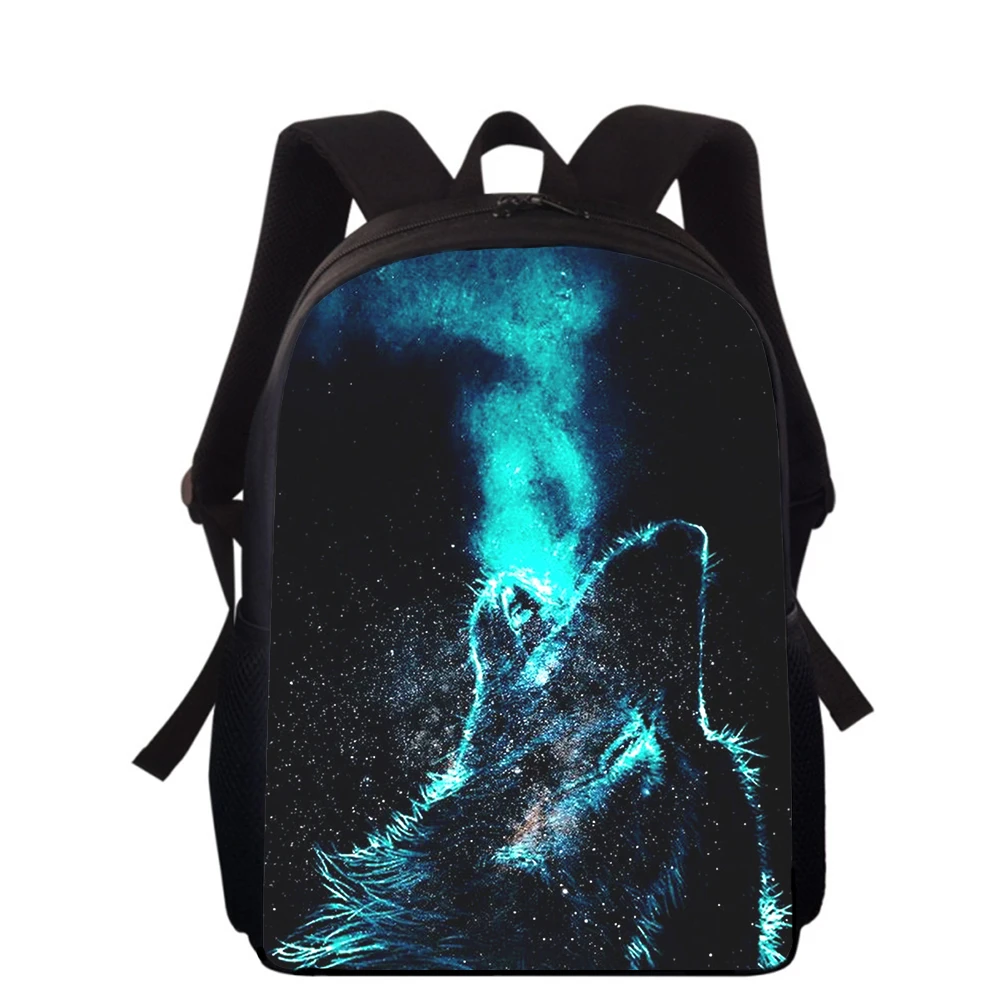 fierce Wolf 15” 3D Print Kids Backpack Primary School Bags for Boys Girls Back Pack Students School Book Bags