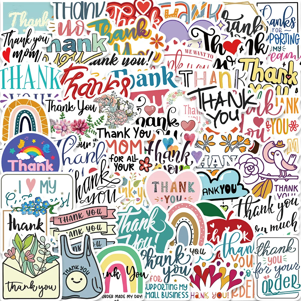 

10/30/50PCS Thank You Stickers Graffiti Decals for Thanks DIY Gifts For Teachers Parents Friends Creative Thanksgiving Sticker