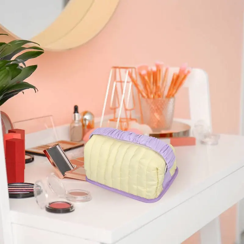 Large Portable Makeup Bag with Carrying Handle for Girls and Women, Travel Toiletry Zipper Bag for Bathroom Shower, Multifunctio