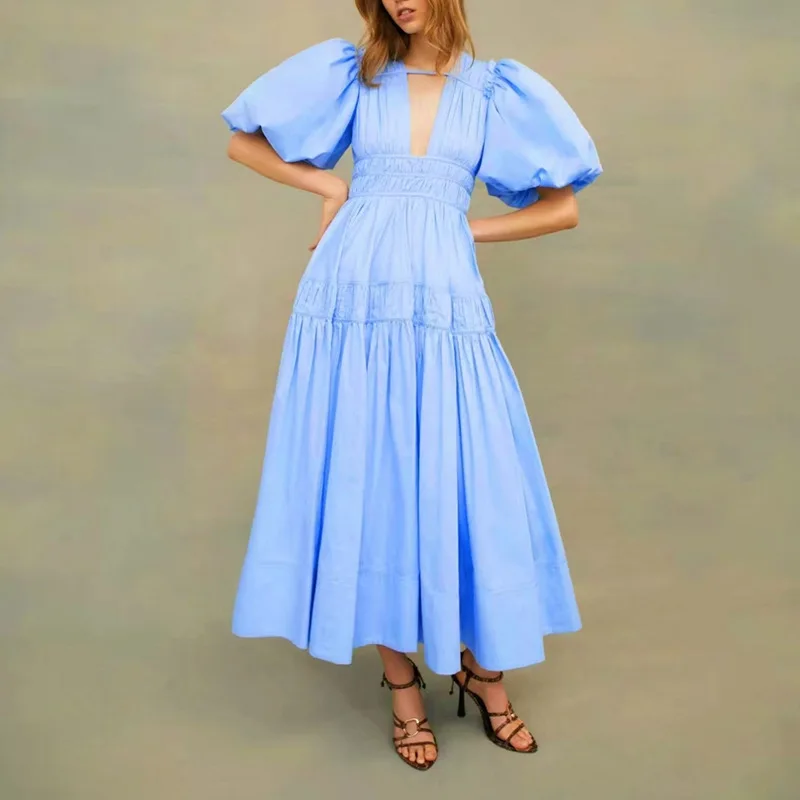 

Женское ТРАПЕЦИЕВИДНОЕ ПЛАТЬЕ С V-образным вырезом и рукавами-фонариками