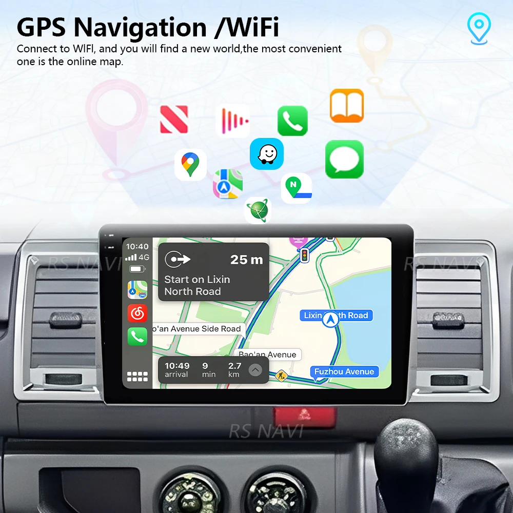 Фото Автомагнитола Android 16 с беспроводным CarPlay для Toyota Hiace 2015-2018, GPS-навигация, мультимедиа, Bluetooth, Plug and Play, Snapdragon №4