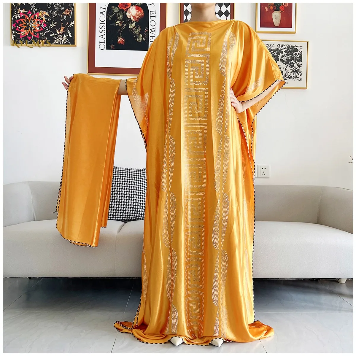 

African Women Dress Inlaid Mubarak Dubai Femme Luxury Muslim Dress African Abaya For Women Kaftan islamic Clothing Wth Scarf