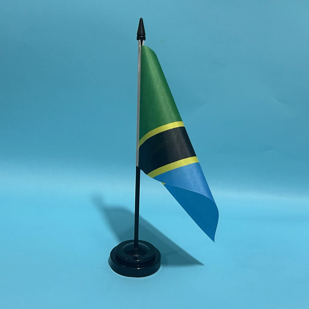 Фото Флаг Танзании для офисного стола SKY FLAG, 14x21 см, полиэстер, национальный флаг Танзании, настольные украшения, флаги для декора стола №5