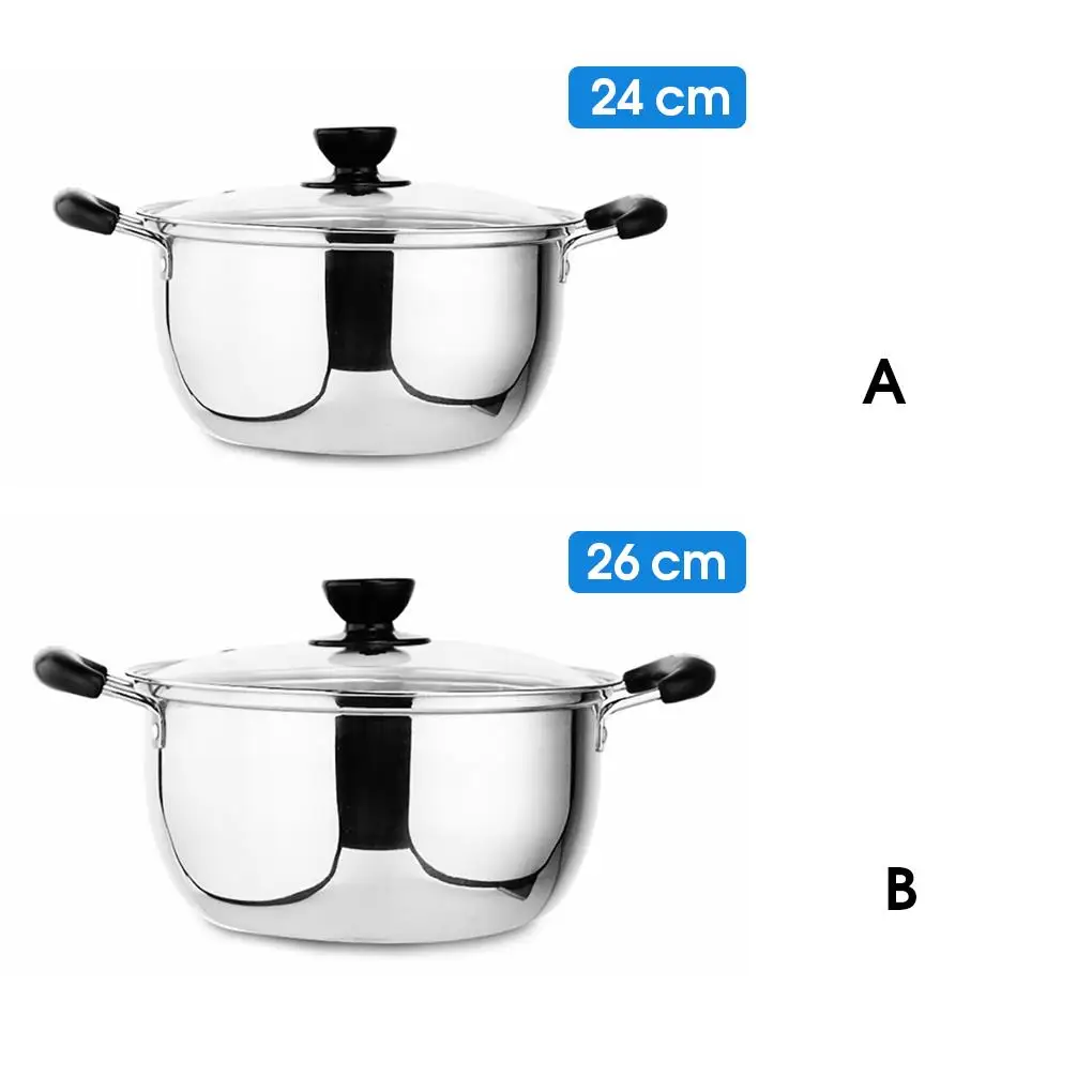 

Кастрюля из нержавеющей стали с двойными ручками без запаха, кулинарная сковорода, аксессуары для домашнего кухонного горшка с крышкой из з...