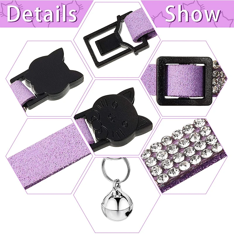 Ошейник для кошки с колокольчиком Bling Стразы мягкий бархатный ошейник щенка из