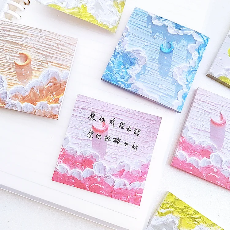 

oil painting sticky notes cute good-looking N Strong adhesive notepad ins journal note paper
