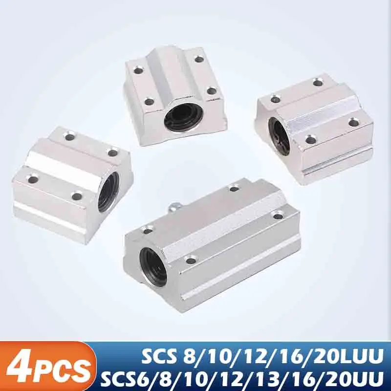 

4pcs Linear Motion Ball Bearing Slide Block Bushing SC8UU SCS8UU SC10UU SCS12UU SCS16UU SC20UU Linear Shaft CNC 3D Printer Parts