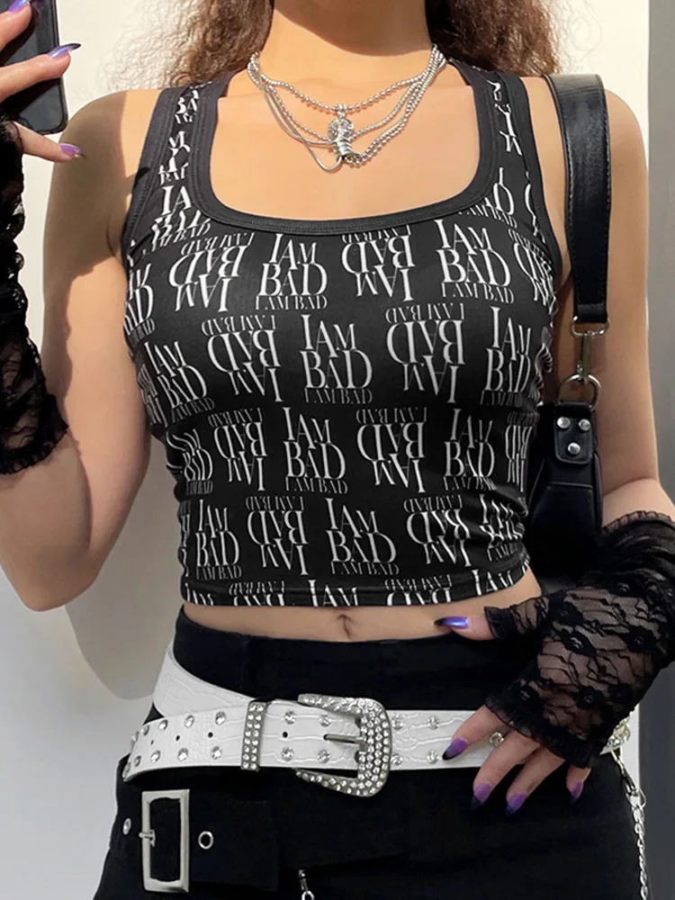 

Женский короткий жилет с надписью, без рукавов, в стиле Харадзюку