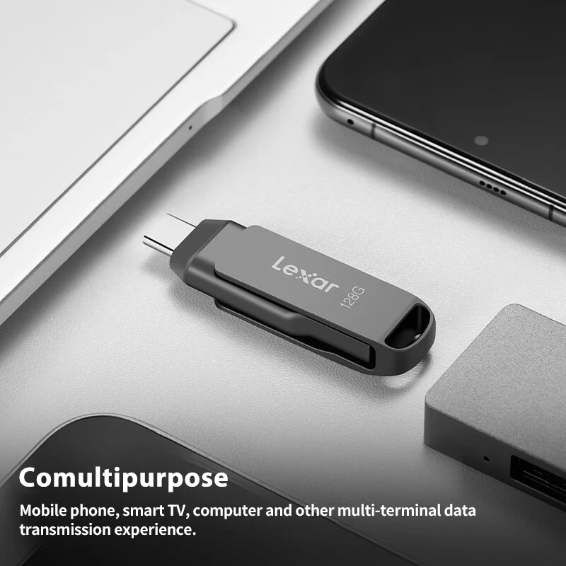 Фото Lexar D400 Металлический USB 3.1 Pen Drive 2-в-1 Type-C USB A флэш-накопитель 32 ГБ 64 ГБ 128 ГБ 256 ГБ Макс. 130 Мбит/с Флэш-накопитель для телефона ПК №5