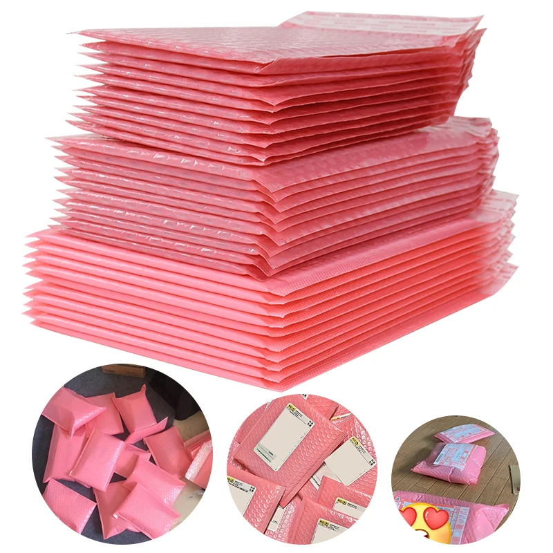 Bolsas de embalaje de burbujas rosas para negocios, 10 paquetes de productos/Regalos/sobres/bolsas...