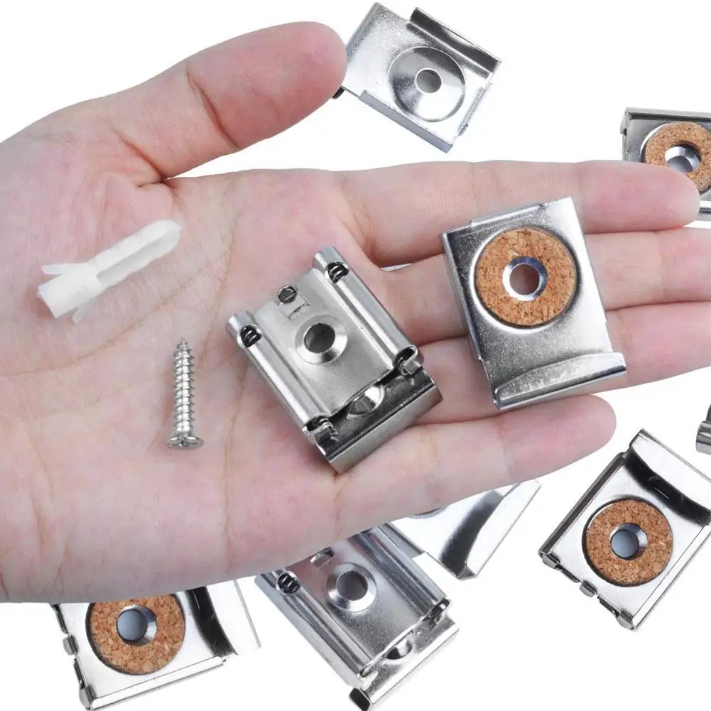 

1 Sets Bathroom Square Mirror Clip Holder Glass Clamp Wall Hanger Bracket Easy Install Spring Loaded Adjustable Practical