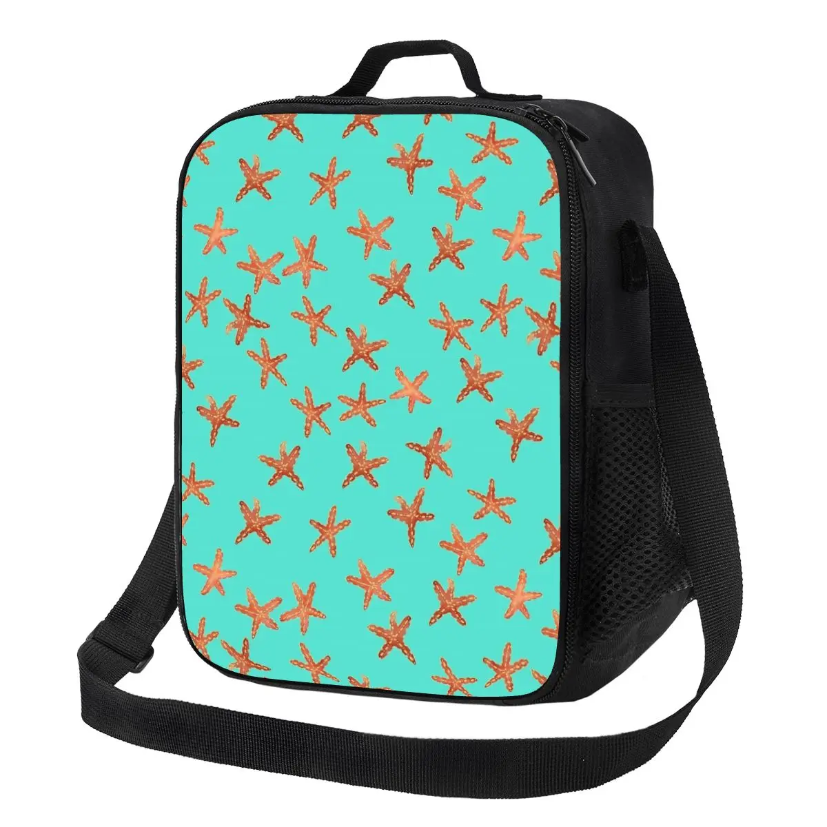

Aqua Starfish Lunch Bag Animal Portable Insulated Lunch Box School Graphic Design Cooler Bag Casual Oxford Thermal Tote Handbags