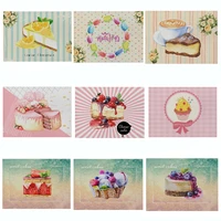 1 pcs cakes pattern placemat dining table mats drink coasters cotton linen pads cup mats 4232cm kitchen accessories