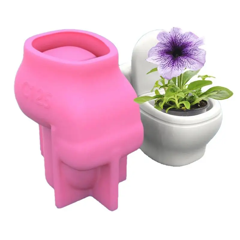 Toilet Shapes Concrete Silicone Pot Mold Succulent Flowerpot Clay Cement Plaster Molds DIY Home Garden Flower Pots Mold Hot Sale images - 6