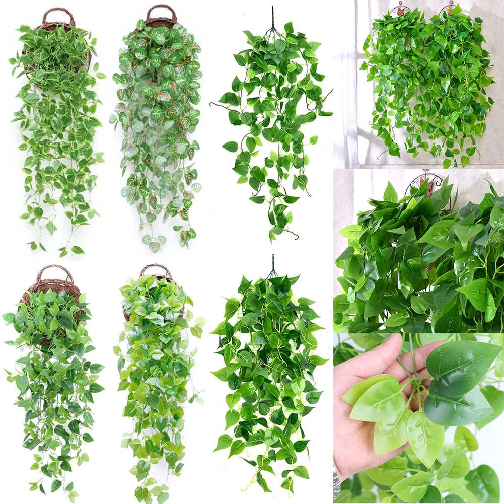 

105cm Artificial Vine Plants Hanging Ivy Green Leaves Garland Radish Pendant Fake Flowers Home Garden Wall Party Decoration