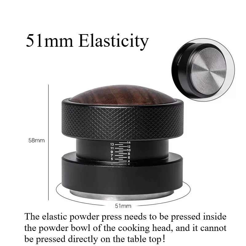 

51/53/58 мм темпер для кофе из нержавеющей стали, регулируемая глубина, распределитель кофе, калиброванный гравитационный трамбовка для эспрессо, инструмент для фильтра