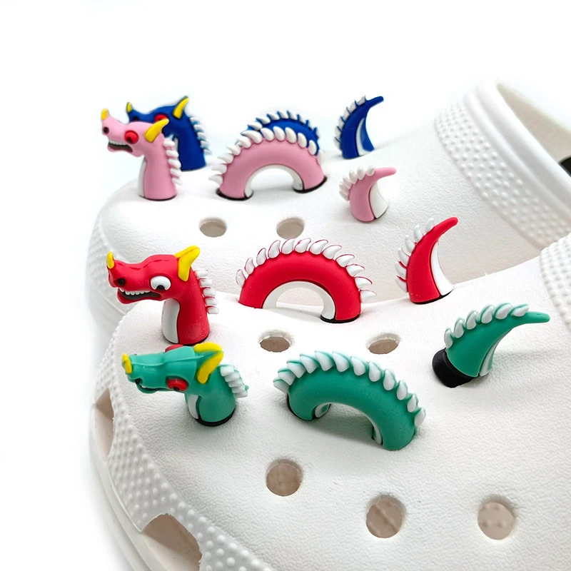 

1Set Spoof Cartoon China Dragon PVC Hole Shoe Charms DIY Funny Shoe Accessories Fit Croc Snake Decorations Buckle Unisex Gift
