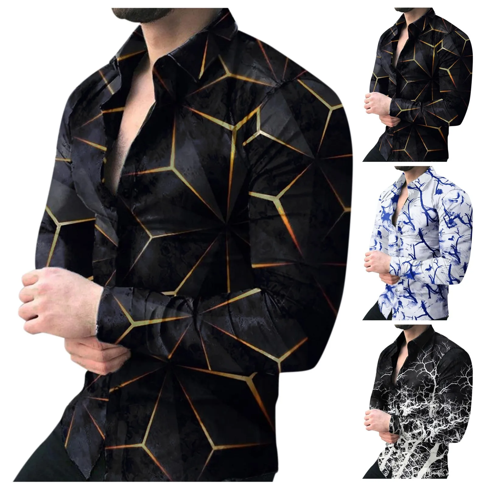 

Men's Autumn And Winter Shirt Comfortable Stand-up Collar Printing Top Casual Soft Long-sleeved Red Thermal Shirt Men