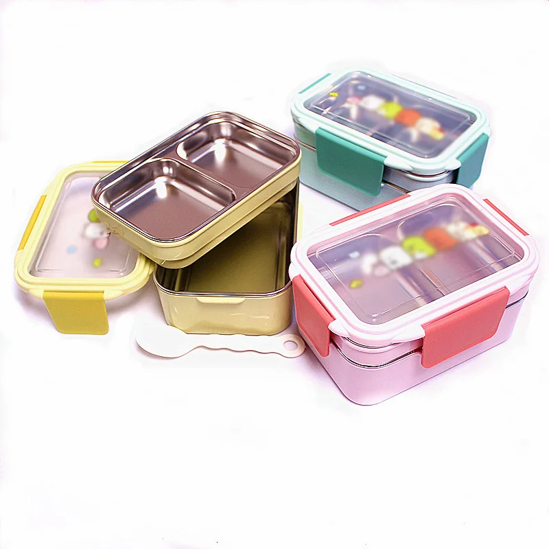 

Stainless Steel Cute Lunch Box Kids Cartoon Food Container Storage Boxs Wheat Straw Material Leak-Proof Japanese Style Bento Box