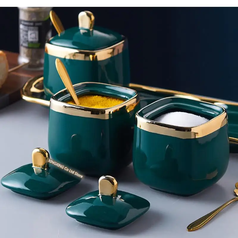 Домашняя кухня инструменты для приправ керамическая банка зеленый Пномпень соль