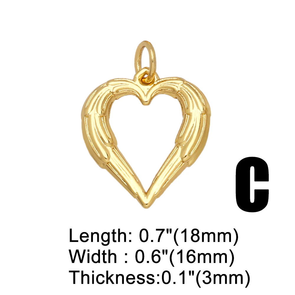 OCESRIO кулоны крылья сердца для ожерелья Медь Позолоченные CZ Тигр луна звезды