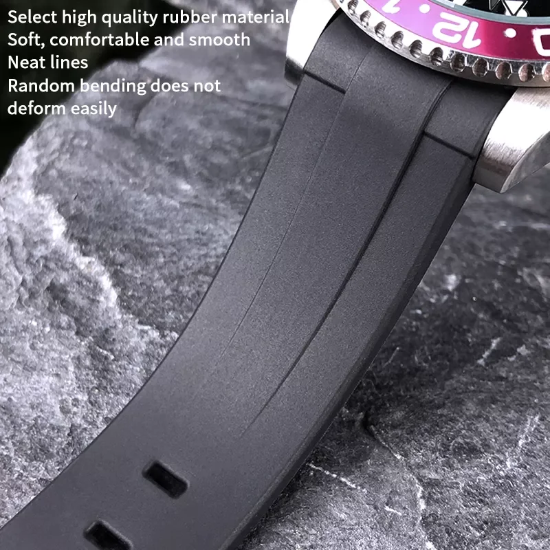 19mm 20mm Rubber Silicone Watchband Fit For Submariner Daytona DEEPSEA Oysterflex Rolex 21mm 22mm Watch Strap GMT Omega Seiko