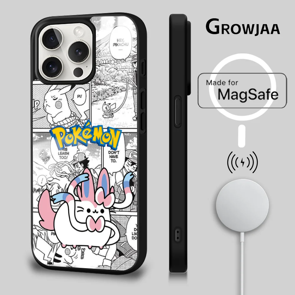 Милый чехол для телефона Sylveon Mimikyu iPhone 16 15 14 13 12 11 Pro Max Plus Mini Magsafe Mirror беспроводной
