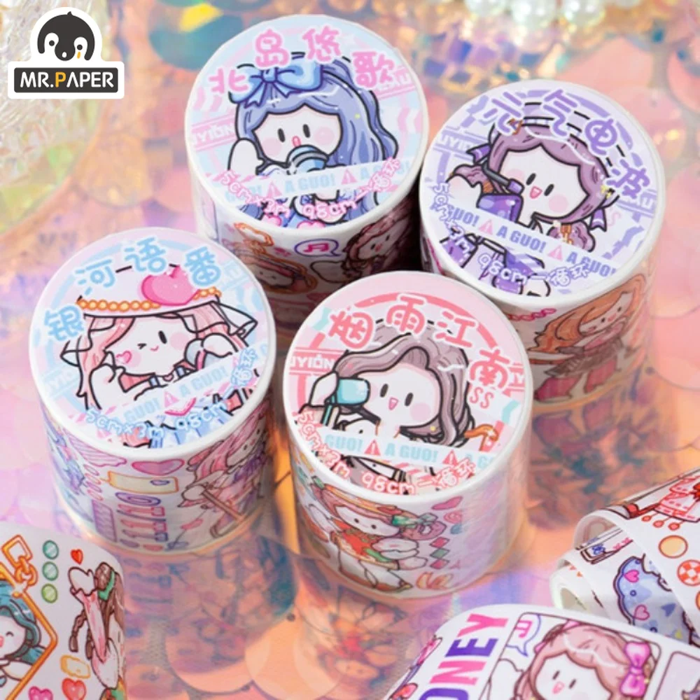 

Mr. Paper 300cm/Roll Washi Tapes Cute Singer Series Cartoon Handbook Decoration Material Special Oil Process Tape Stationery