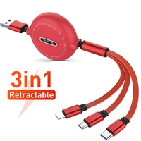 3 in 1 fast charger usb type c cable for samsung iphone 11 12 13 pro max android phone charging micro usb c cable retractable