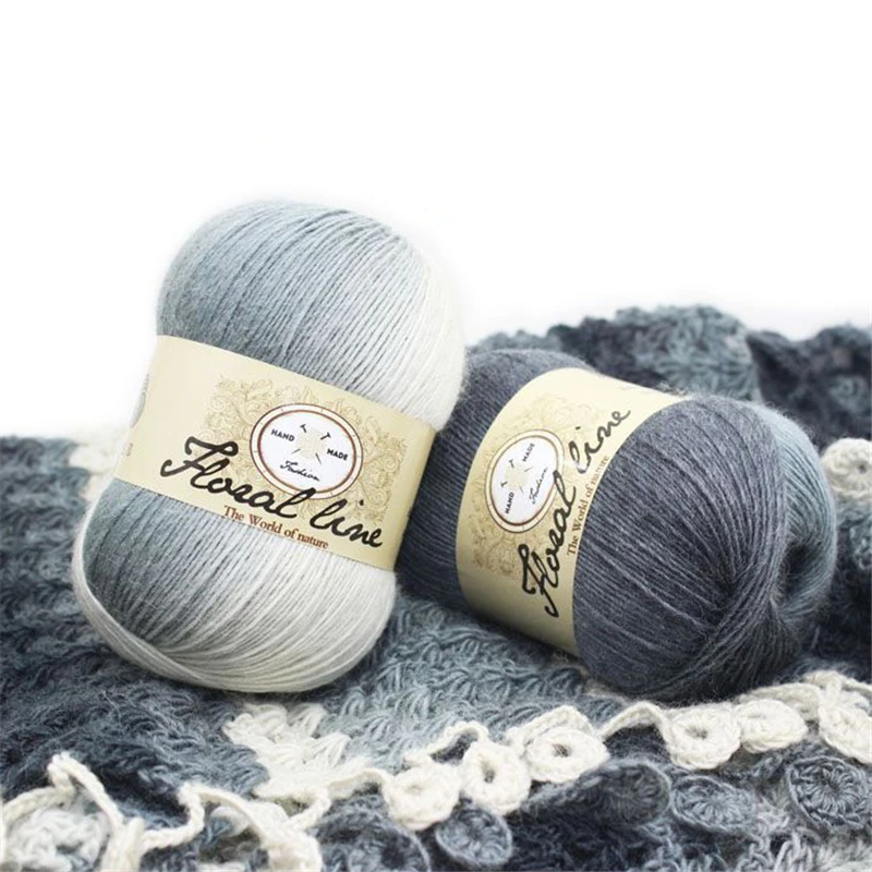 3 шт. X100g тонкая Радужная пряжа для вязания, раннее вязание крючком, меланжественное вязание