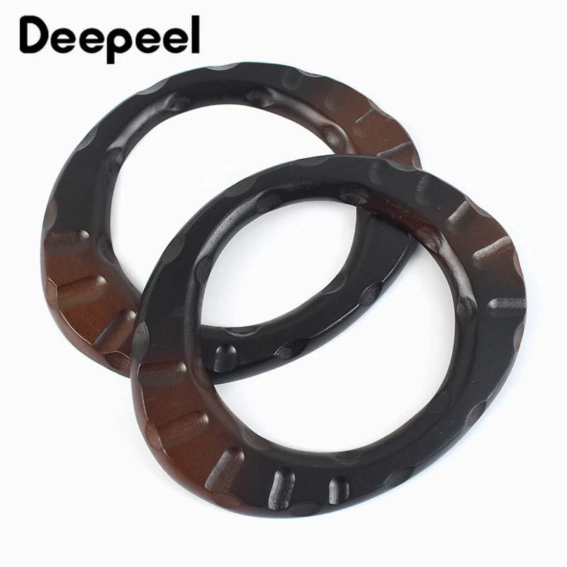 2Pcs 11.5*12cm Solid Wood Handle Handmade Kiss Clasp Ring Shaped Purse Frame DIY Wooden Bag Handles Sewing Brackets Accessories