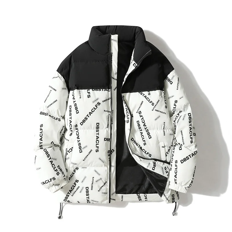 Winter Men'S Cotton Padded Jacket Thickened Hong Kong Style Student'S Bread  Couple Coat Warm Net Red