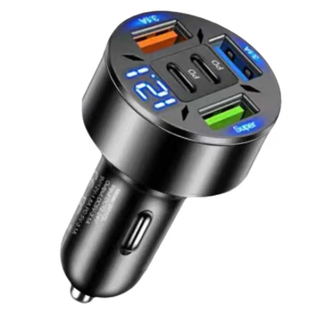 

Автомобильное зарядное устройство 250 Вт, 5 портов, быстрая зарядка PD QC3.0 USB C, адаптер автомобильного зарядного устройства для телефона с напряжением для IPhone