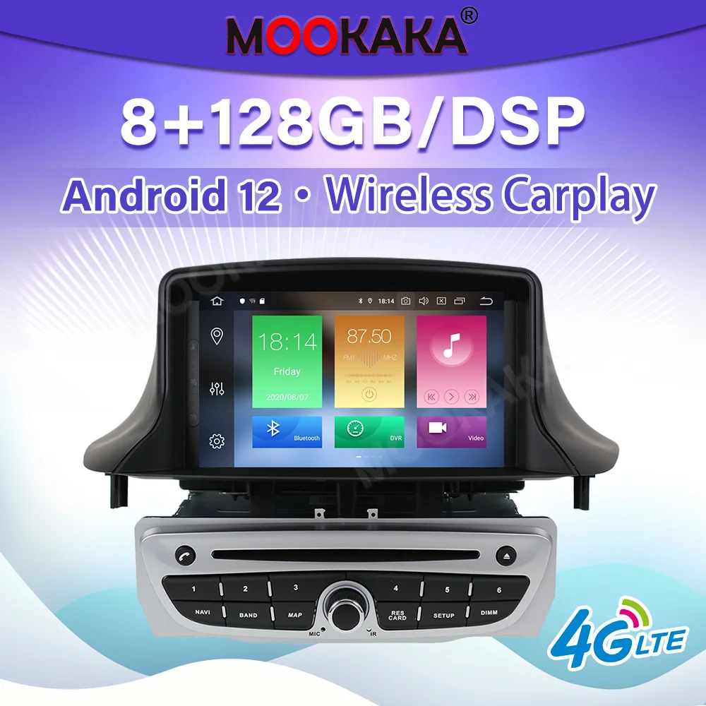 

128G Carplay GPS-навигация для Renault Megane 3 Fluence 2009-2015 Android 12 автомобильная аудиосистема стерео радио плеер мультимедиа головное устройство