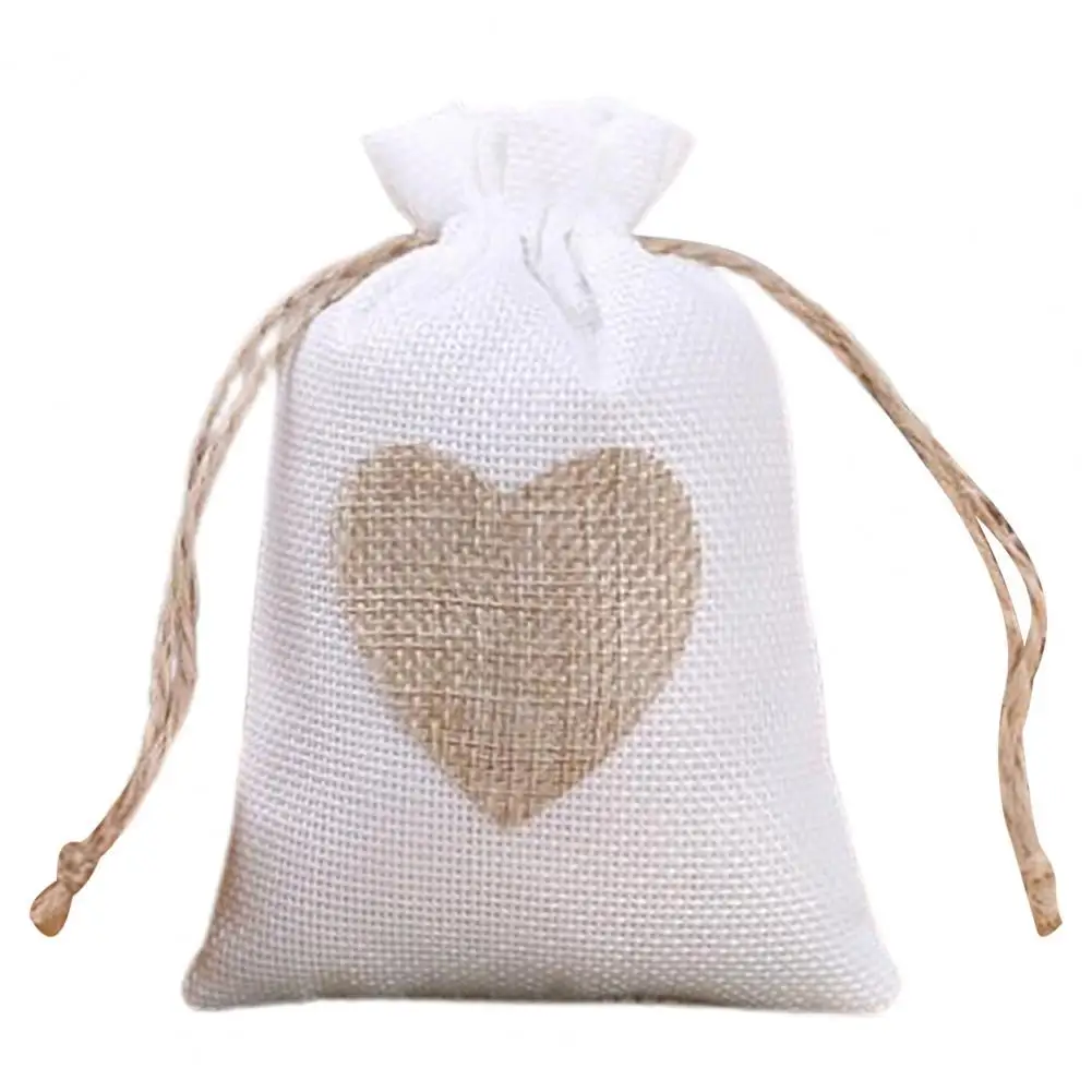 

10Pcs Imitation Linen Present Wrapping Bag with Drawstring Anti-deformed New Year Candy Pouch for Festival Party Gift Bags