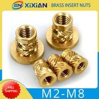 brass insert nut m2 m2 5 m3 m4 m5 m6 m8 hot melt knurled flange copper nut thread heat molding injection embedment t type nut