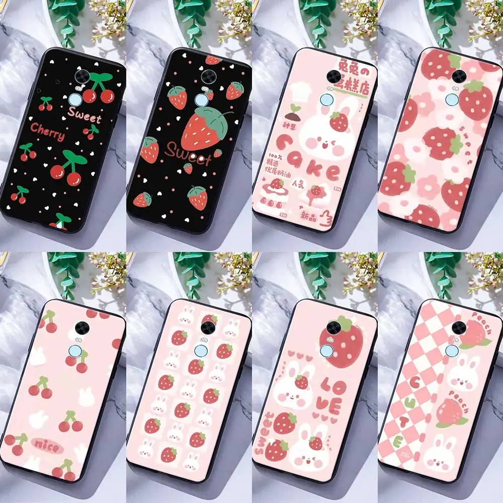 

For Xiaomi Redmi 4A 4X S2 Note 5 5A 6 6A 7 7A Pro Prime Plus Silicone Phone Case Cover Strawberry