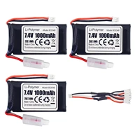 3pcs ph2 0 plug 7 4v 1000mah lithium battery 1 to 3 charging line for 124 scx24 rc truck electric climbing car backup battery
