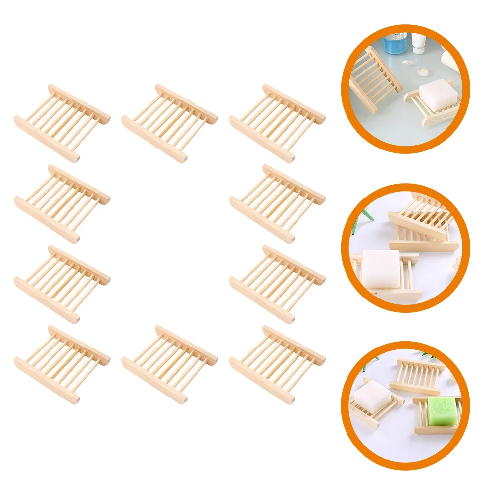 

10 Pcs Soapbox Dish Shower Tray Shelf Bar Holder Wooden Display Stand Craft Shows