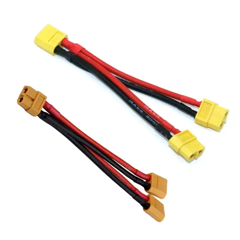 

XT60 Parallel Battery Connector Cable Dual Extension Y Splitter Silicone Wire 1 Female 2 Male or 1 Male 2 Female Dropship