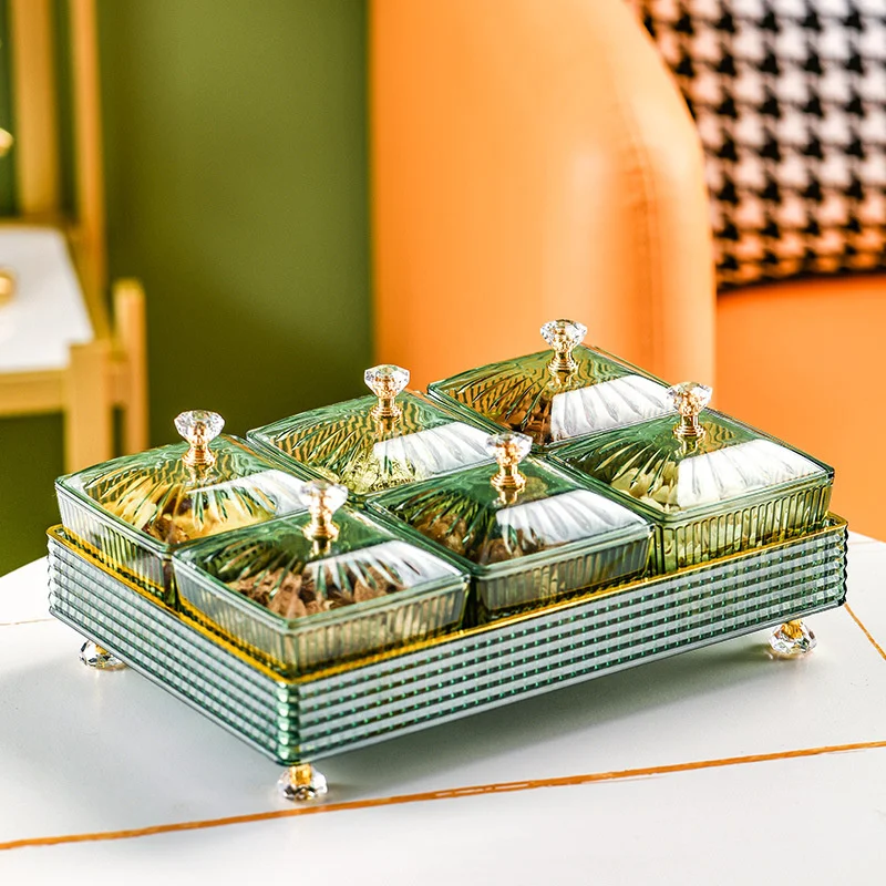 

Candy Plate Light Luxury Nordic Dried Fruit Snack Divided Refreshment Tray Transparent Dessert Dish Plastic For Home Living Room
