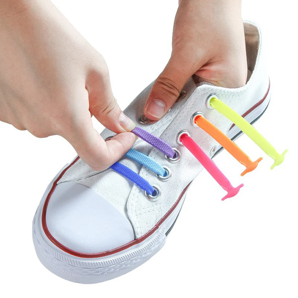 

16pcs/set Silicone Shoelaces Elastic No Tie Shoe Laces Kids Adult Fashion Hammer Type Running Sneakers Shoelace Lazy Shoes Laces