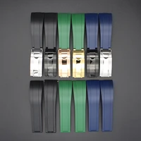 20mm silicone watchband parts wristband watch strap stainless steel buckle for daytona submariner 40mm mens case accessories