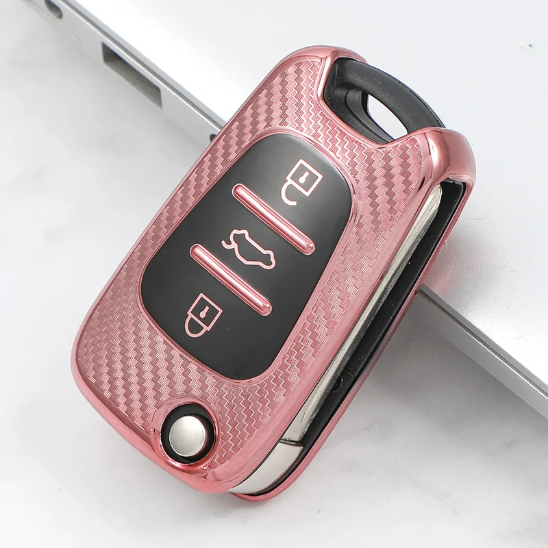 

Carbon Fiber TPU Car Key Cover Case for Hyundai I20 I30 Ix35 Solaris Elantra Accent for Kia Ceed K2 K5 Sportage