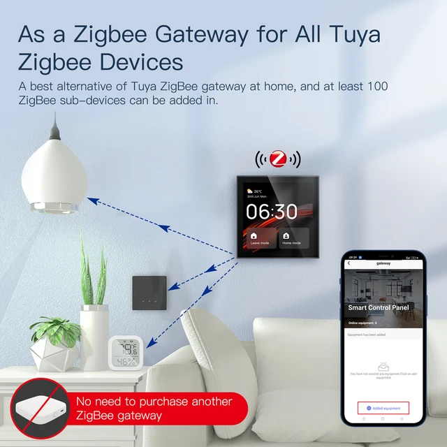 Tuya WiFi Zigbee Smart Center Control Panel Built-in Gateway 4'' Touched Screen Controller For Alexa Google Home Voice Control 3