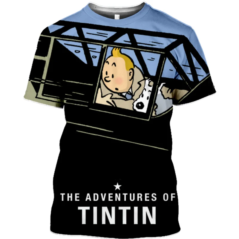 

Summer New Men's T-shirt Les Aventures de Tintin et Milou 3D Print Personality Short Sleeve Hip Hop O-Neck Top