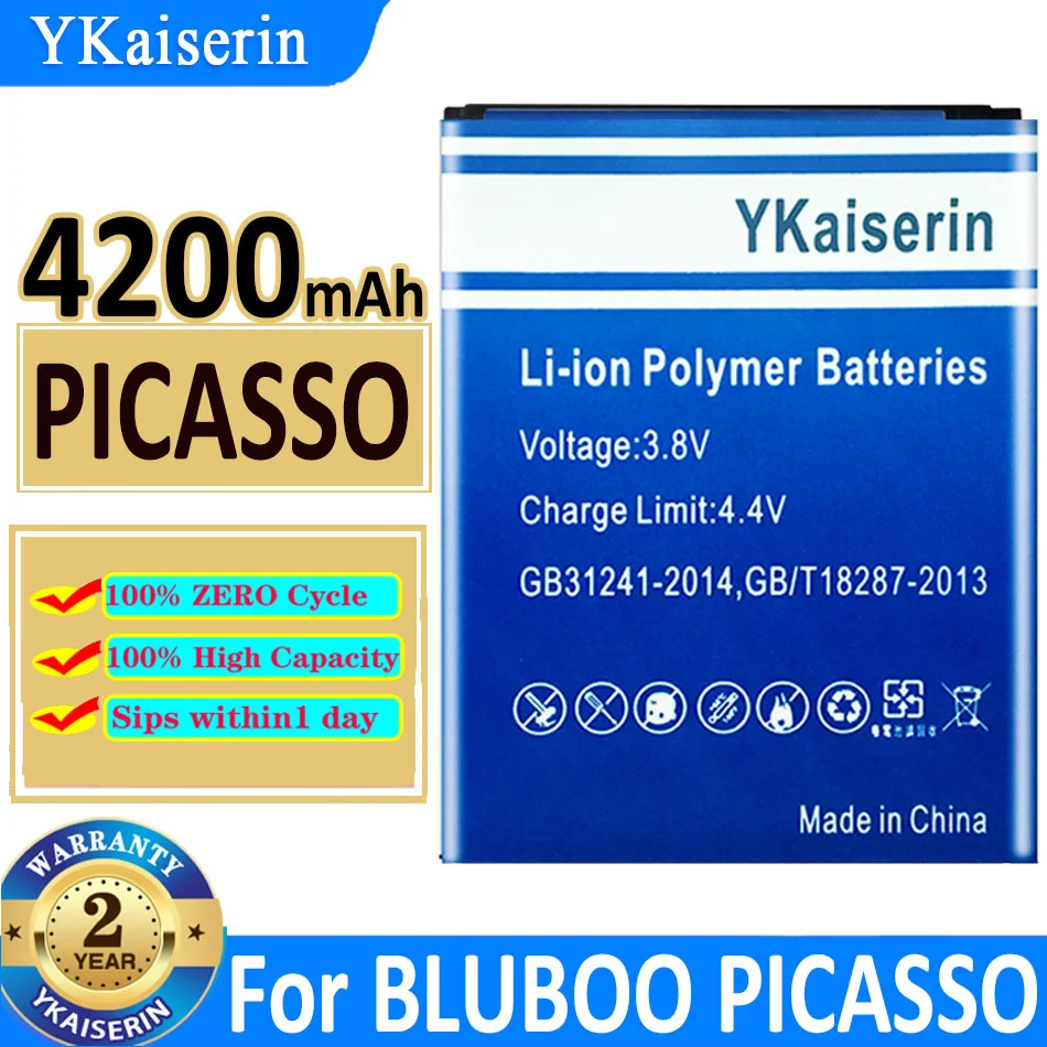 

Аккумулятор ykaisсеребрин 4200 мАч для смартфона BLUBOO PICASSO, аккумулятор большой емкости + трек-код