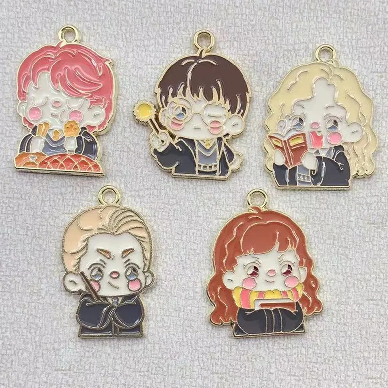 

10PCS Alloy Dripping Charm Charm Pendant Cartoon School of Magic Pendant DIY Keychain Earrings Jewelry Accessories